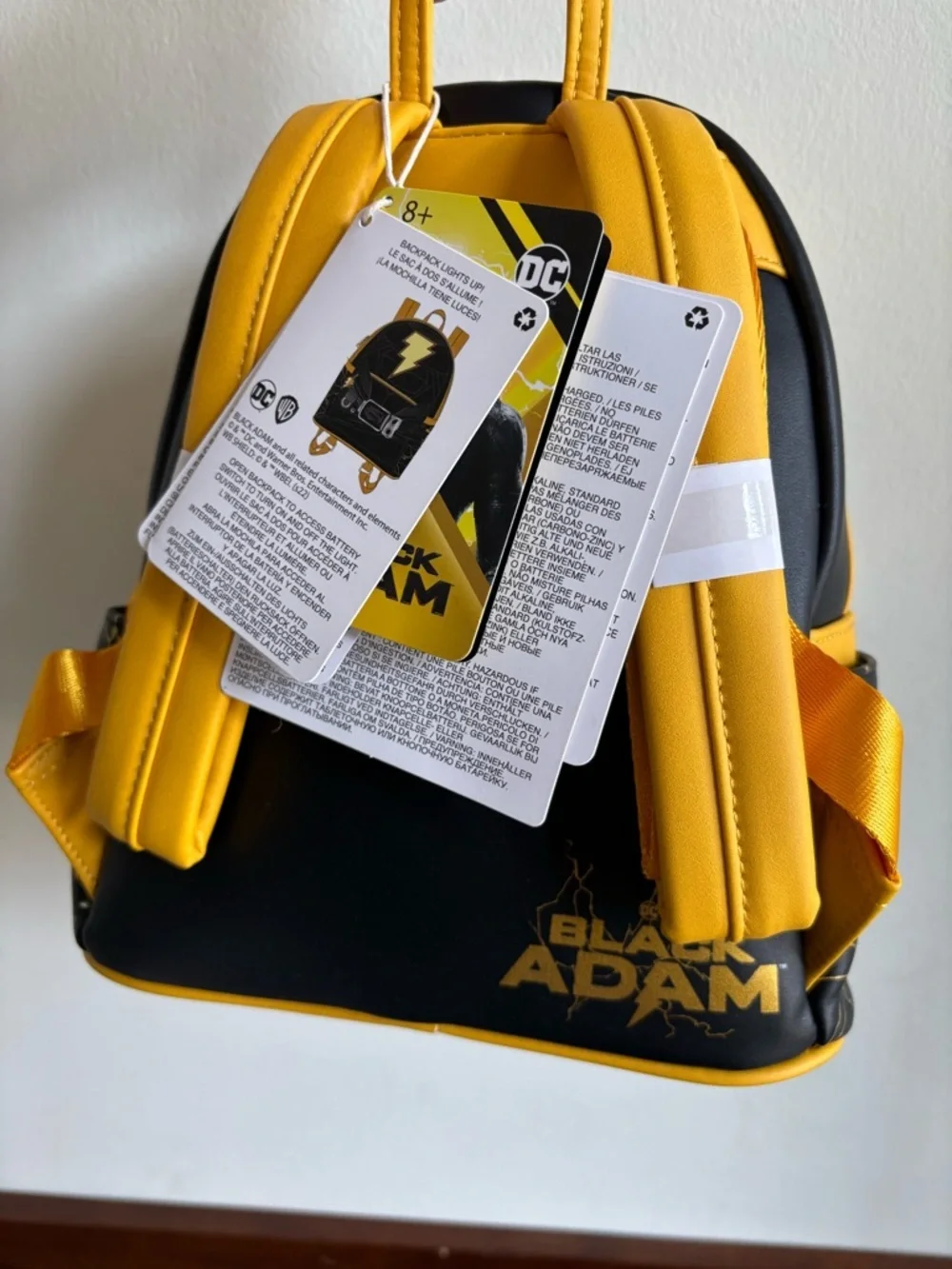 Loungefly Black and Yellow Lightning Bolt Mini Backpack